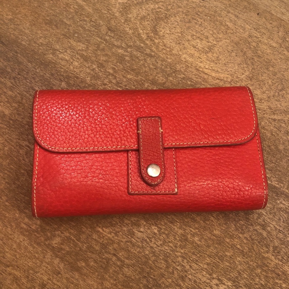 Dooney & Bourke Large Red Pebble Leather Wallet